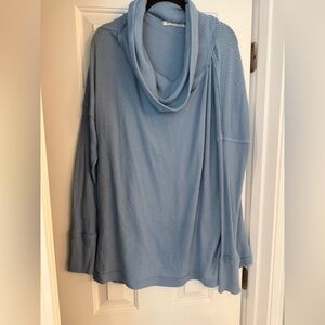 Free People Juicy Long Sleeve Blue Cowl Neck Sweater